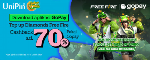 Top Up Diamonds Free Fire di UniPin pakai GoPay Cashback Rp 10Ribu & Miliki Booyah Pass Terbaru!